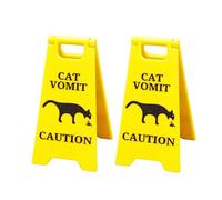 Cat Vomit Sign Dog Vomit Sign, Dog Vomit Wet Floor Sign 4 inch, Funny Gag Gifts, Great Stocking Stuffer, Cat Dog Vomit Caution Sign, Prank Gift For Cat Dog Lovers (Cat- 2PC)