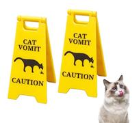Cat Vomit Sign- Funny Cat Dog Vomit Warning Sign, 2pcs Cat Vomit Wet Floor Sign, Caution Vomit Yard Sign, Gagging Warning Vomit Sign Board For Christmas Holiday