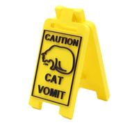 Cat Vomit Warning Sign - Playful for Pet Lovers, Durable Craft with Three-Dimensional Print, Eye-Catching Humorous Accent | Cheerful Safety Notice for