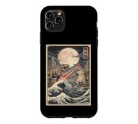 Cat vs Monster T-Rex Japanese Ukiyo-e Woodblock Art Case for iPhone 11 Pro Max
