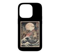 Cat vs Monster T-Rex Japanese Ukiyo-e Woodblock Art Case for iPhone 14 Pro