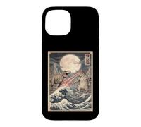 Cat vs Monster T-Rex Japanese Ukiyo-e Woodblock Art Case for iPhone 15