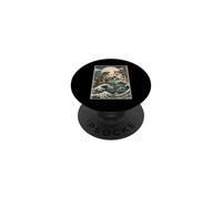 Cat Vs Monster Trex Japanese Japan Ukiyo-e Art PopSockets Adhesive PopGrip