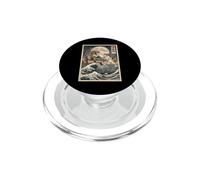 Cat vs T-Rex Japanese Monster Great Wave Art PopSockets PopGrip for MagSafe