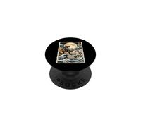 Cat vs T-Rex Monster Japanese Japan Kaiju Art PopSockets Adhesive PopGrip