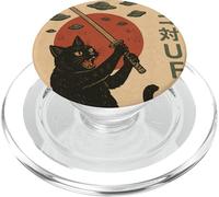 Cat vs UFO Retro Japanese Sci-Fi Poster Style Graphic PopSockets PopGrip for MagSafe