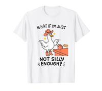 Cat w Mug Goose Not Silly Enough Funny Value Graphic T-Shirt, Men, White, M