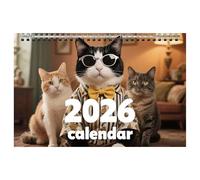 Cat Wall Calendar - 12 Month 2026 Hanging Calendar for Daily Planning, Cute Photos with Coil Binding, Monthly Planner for Office Home School Family Study Room Decor