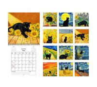 Cat Wall Calendar - 8.2 x 8.2 Inch Paper | Wall Calendar 2026 in Van Gogh Style | Funny Artificial Cat Monthly Planner | Art History Parody Cats for Home, Office, Classroom, Decoration and G