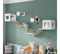 Cat Wall Frame for Climbing, Shelves and Perches, House, Sisal Post Ladder, Steps and Travel Platform, Space-Saving(Style2)