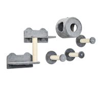 Cat Wall Furniture 5Pcs Grey Beige Plush Sisal 58cm Multi-Level Cat Condo Perch