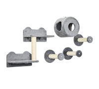 Cat Wall Furniture 5Pcs Grey Beige Plush Sisal 58cm Multi-Level Cat Condo Perch