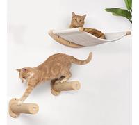 Cat Wall Furniture,Cat Hammock Wall Mounted Cat Shelf with Two Steps, Cat Wall Climbing Shelves Set,Cat Shelf and Perches for Wall Sleeping,Playing,Climbing and Lounging,Cat Bed for Kitty Large Cats