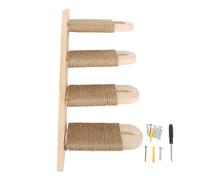 Cat Wall Mounted Climbing Shelves, Pine Wood Floating Cat Shelves with Stable Structure, Space Saving Wall Climbing Furniture for Cats in Home or Apartment (4 Tier)