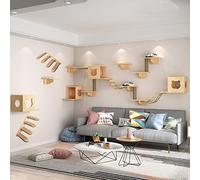 Cat Wall Shelves - Cat Wall Furniture Cat Shelves and Perches for Wall Cat Tree Tower Activity Center Wall-Mounted Cat Tree Shelves with Ladder Easy to Use (C5)