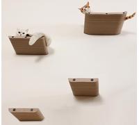 Cat Wall Shelves for Inside,Sound Proof PET Felt Cat Furniture Set,Scratch Resistant Wall Mouted Perch for Kitty Climbing, Sleeping and Lounging (Set of 4-Oatmeal)