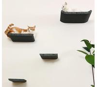Cat Wall Shelves for Inside,Sound Proof PET Felt Cat Furniture Set,Scratch Resistant Wall Mouted Perch for Kitty Climbing, Sleeping and Lounging (Set of 4-Grey)