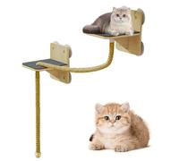 Cat Wall Shelves Furniture, Mounted Tree Perch, Space Saving Perch Shelf, Natural Scratching Tower, Sturdy Wood Steps Set, for Indoor Window Play, Climbing, Home Decor