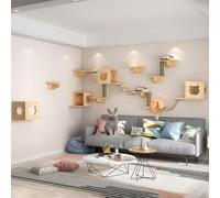 Cat Wall Shelves - Indoor Wall Mounted Furniture with Perches and Steps, 1.5cm Thick Wood Boards for Cat Condos
