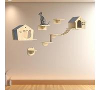 Cat Wall Shelves, Modern Wall Mounted Cats Furniture, Wooden, Cat Shelf on The Wall for Indoor Kitty Nap, Climbing(8pcs)