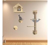 Cat Wall Shelves, Modern Wall Mounted Cats Furniture, Wooden, Cat Shelf on The Wall for Indoor Kitty Nap, Climbing(5pcs)