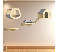 Cat Wall Shelves, Modern Wall Mounted Cats Furniture, Wooden, Cat Shelf on The Wall for Indoor Kitty Nap, Climbing(4pcs)