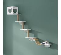 Cat Wall Shelves, Pine Wood, Wall-mounted Kitten Climbing Frame, Suitable for Climbing, Scratching, Looking Out and Playing(8pcs)