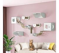 Cat Wall Shelves Set with Kitty House, Steps, Scratching Post, Soft Ladder for Indoor Cat Climbing and Play