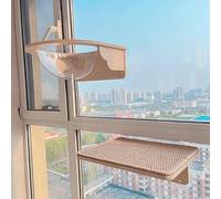 Cat Wall Shelves - Window Perch and Capsule 2 in 1, 2 Layers Large Cat Perch Bed, Solid Wood Wall Mounted Furniture, Strong Window Suction Cups
