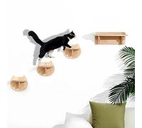 Cat Wall Shelves with 3 Steps - All-in-One Climbing & Resting Furniture, Solid Wood Wide Perch & Hammock for Indoor Cats, Supports up to 25lbs for Small to Large Cats