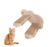 Cat Wall Step, Floating Wooden Stairway, 9.45x7.87x3.94 inches Sisal Rope Climbing Shelf, Elegant Space-Saving Perch for Bedroom Living Room, Natural Wood, Indoor Use