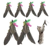 Cat Wand Attachment Toys 6Pcs Bite Resistant Cat Wand Replacement Head 7.9'' Natural Toy Replacements with Loop Fun Fishing Pole Toy Replacements for Kittens & Cats