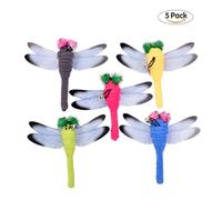Cat Wand Attachments - 5Pcs Colorful Dragonfly Cat Plush Toy Refills | Washable Replacement Heads For Most Cât Teaser Sticks, Easy To Replace Interactive Cât Toys For Indoor Cats And Kittens