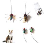 Cat Wand Refill, 4 PCS Realistic Little Bugs Cute Teaser Wand Attachments, Interactive Kitten Toys Ideal for Indoor Cat Enrichment & Hunting Instincts