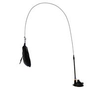 Cat Wand Toy - 55g Black White Pink Teaser Stick, Detachable Refill, Suction Cup Base, Flexible Long Pole | Interactive Exercise For Indoor Bored Kitten Chasing Hunting Play
