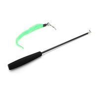 Cat Wand Toy, Cat Kitten Pet Play Interactive Toy High Elastic Retracted Teaser Wire Chaser Wand Fishing Pole String for Indoor to Exercise (Black pole)