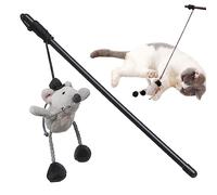 cat wand toy Cat toy cute mouse teasing cat wand interactive indoor toy swinging and squeaking funny kitten playing cat wand toy suitable for interacting with cats chasing movement reducing boredom