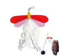 Cat Wand Toy - Dragonfly Shape Teasing Stick Accessories - Safe Cat Wand Toy,Playing for Kittens Pets Indoor Outdoor Home Entertainment