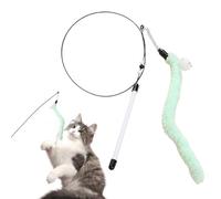 Cat Wand Toy - Feather Material, Bell Sound Feature | String Stick with Simulated Bird Movement, Interactive Teasing Tool for Indoor Pet Training and Playtime Activities, 80x1.5x1.5cm/31.5x0.59x0.59 i