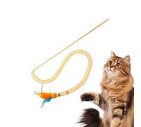 Cat Wand Toy Squeaky Kitten Teaser Pole with Feathers