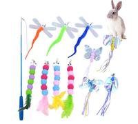 Cat Wand Toys - Butterflies Caterpillar Dragonfly Set, Long Lasting Kitten Interactive Toy | Cat Fishing Pole Plaything for Fun Exercise Entertainment Activity with Rabbit Squirrel Chinchilla Hamster