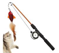 Cat Wand Toys - Cat Teaser Stick Toy, Interactive Fishing Rod With Retractable String & Replaceable Ƒeâtħer Heads, Two Section Pet Play Stick | Exercise Training Toy For Indoor Cats & Kittens