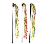 Cat Wands, 3 PCS Colorful Teaser Toy Handcrafted Jungle Wicker Kitten Wands Interactive Cat Toy for Indoor Cats Enrichment, Safe Kitty Toy for All Breed Sizes
