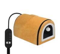 Cat Warmer House - Electric Heated Pad For Cats, Temperature Controlled Pet Bed | Cozy Plush Mat With Hooded Hideaway, Waterproof Kitten Warming Shelter Indoor Winter Use (Orange, 45x32x35cm)