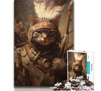 Cat Warrior Adult Jigsaws 1000 Pieces Difficult,Learning Educational Toys Family Games with Matching Poster And Trivia Sheet (50x75cm)