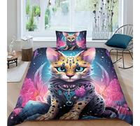 Cat_warrior Bedding Duvet Set Movie Poster Duvet Covers Set 3D Printed Childrens And Adults Hypoallergenic Fluffy Bedding Set Single（135x200cm）