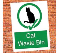 Cat Waste Bin Warning Sign Adhesive Sticker 160mm x 125mm*