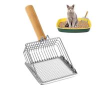 Cat Waste Scooper - Quality Steel Strainer Tool, Solid Wood Comfort Handle, Durable Rust Resistant Edge Design | Hygienic Disposal Equipment Pair