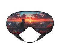 Cat Watching City Sunset Sleep Mask, Eye Masks for Sleep Double-Sided, Sleep Masks for Women Men, Blackout Eye Covers for Sleeping, Travel