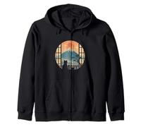 Cat Watching Sunrise Over Mount Fuji, Peaceful Japan Zip Hoodie